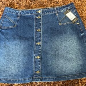 Denim Button-Front Skirt, NWT Frye